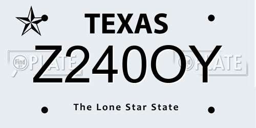 Z240OY Texas License Plate