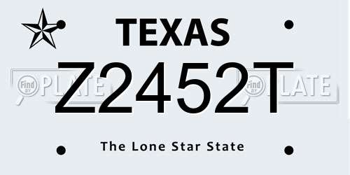 Z2452T Texas License Plate