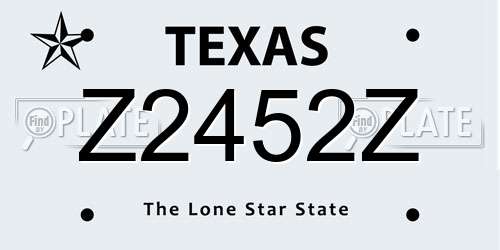 Z2452Z Texas License Plate