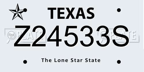 Z24533S Texas License Plate