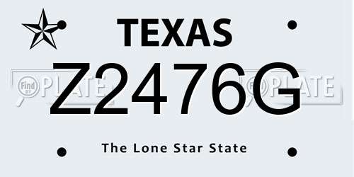 Z2476G Texas License Plate