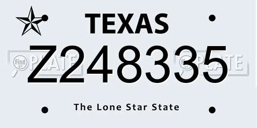 Z248335 Texas License Plate