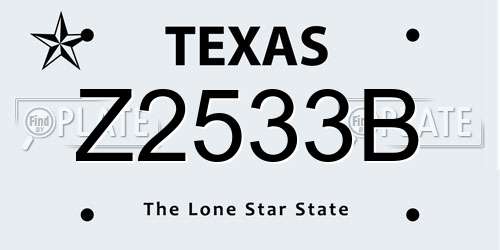 Z2533B Texas License Plate