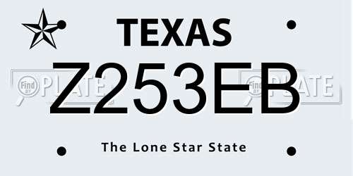Z253EB Texas License Plate