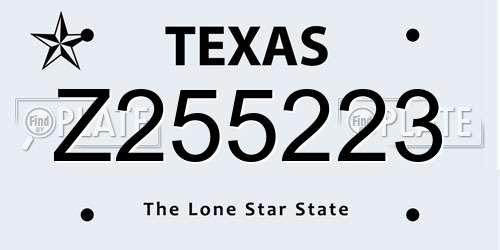 Z255223 Texas License Plate