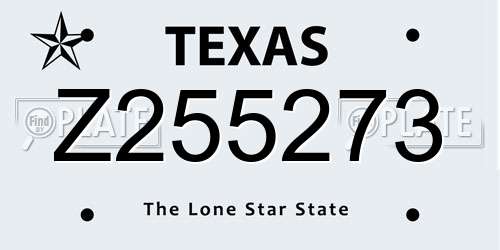 Z255273 Texas License Plate