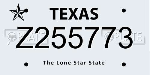 Z255773 Texas License Plate