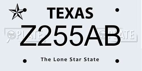 Z255AB Texas License Plate