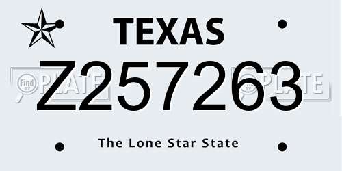 Z257263 Texas License Plate