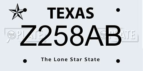 Z258AB Texas License Plate