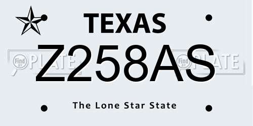 Z258AS Texas License Plate