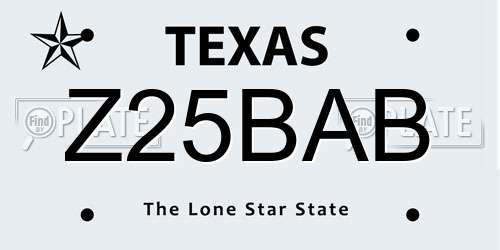 Z25BAB Texas License Plate