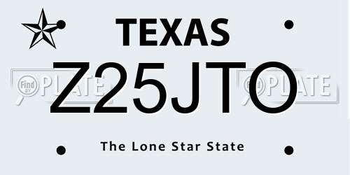 Z25JTO Texas License Plate