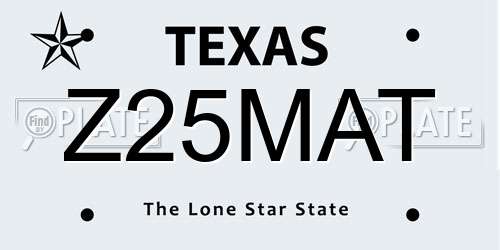 Z25MAT Texas License Plate