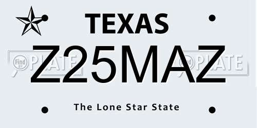 Z25MAZ Texas License Plate
