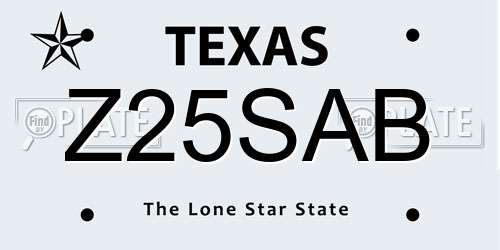 Z25SAB Texas License Plate