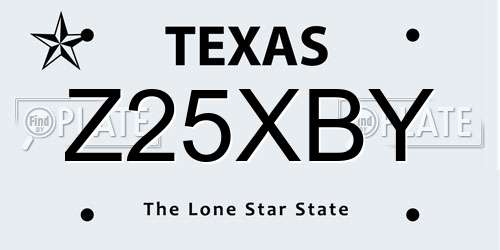 Z25XBY Texas License Plate