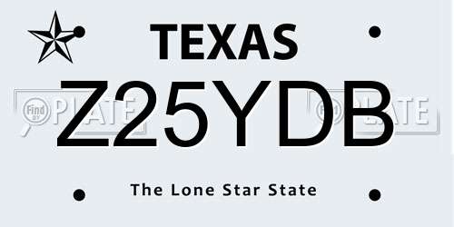 Z25YDB Texas License Plate