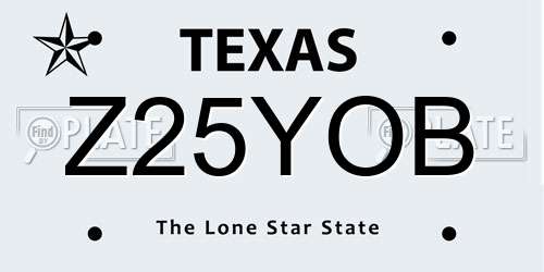 Z25YOB Texas License Plate
