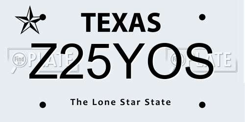 Z25YOS Texas License Plate
