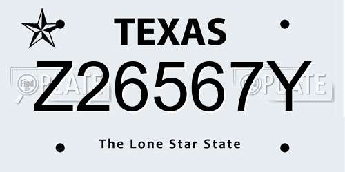Z26567Y Texas License Plate