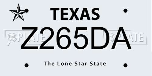 Z265DA Texas License Plate