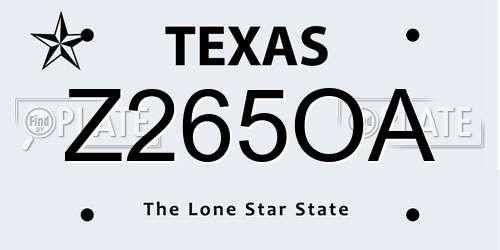 Z265OA Texas License Plate