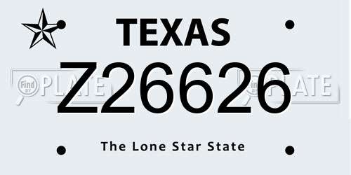 Z26626 Texas License Plate