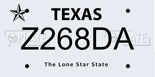 Z268DA Texas License Plate