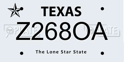Z268OA Texas License Plate