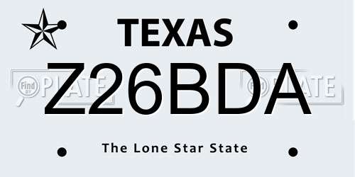 Z26BDA Texas License Plate