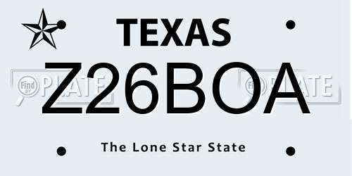 Z26BOA Texas License Plate