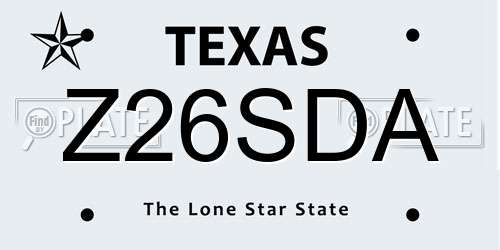 Z26SDA Texas License Plate