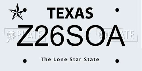 Z26SOA Texas License Plate