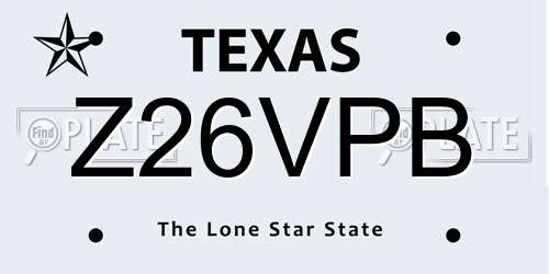 Z26VPB Texas License Plate