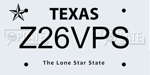 Z26VPS Texas License Plate