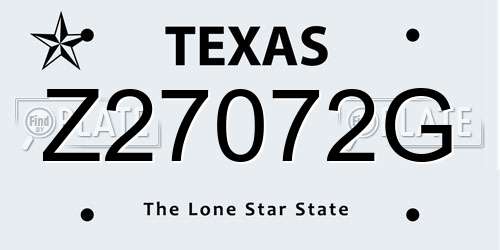 Z27072G Texas License Plate