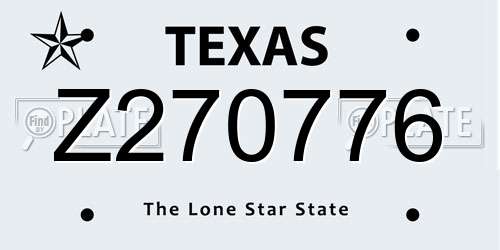 Z270776 Texas License Plate