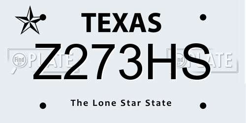 Z273HS Texas License Plate