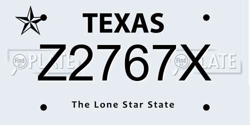 Z2767X Texas License Plate