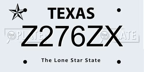 Z276ZX Texas License Plate