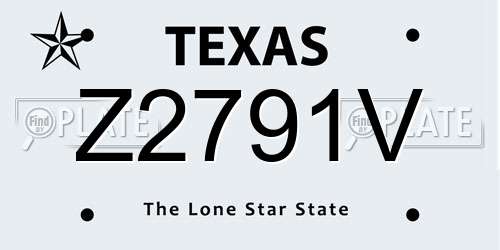 Z2791V Texas License Plate