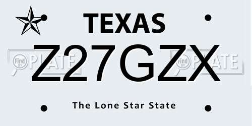 Z27GZX Texas License Plate