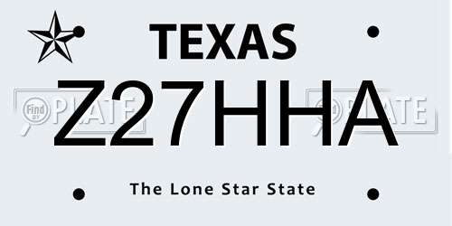 Z27HHA Texas License Plate