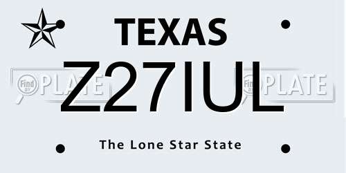 Z27IUL Texas License Plate