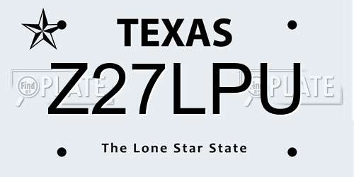 Z27LPU Texas License Plate