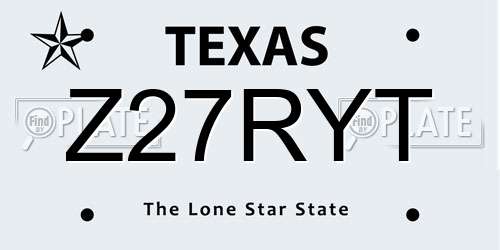 Z27RYT Texas License Plate
