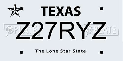 Z27RYZ Texas License Plate