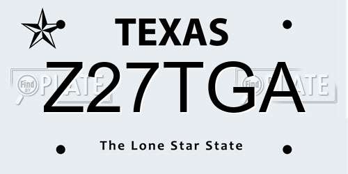 Z27TGA Texas License Plate