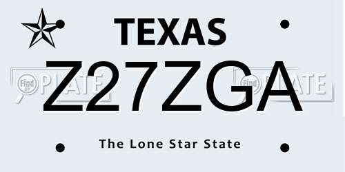 Z27ZGA Texas License Plate